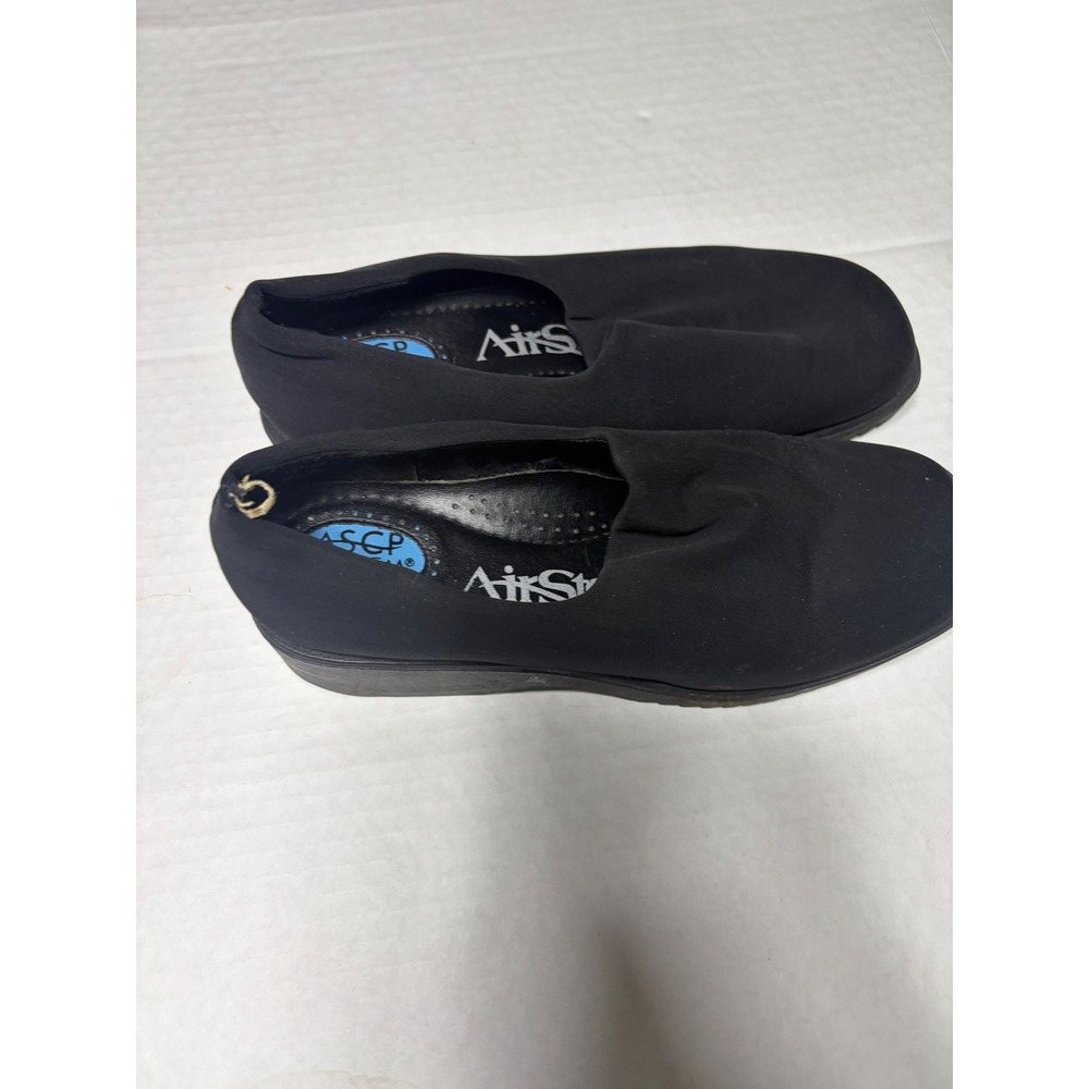 Airstep Women Black Stretch Fabric Slip On Loafers ASCP System Wedge Shoes Sz 7
